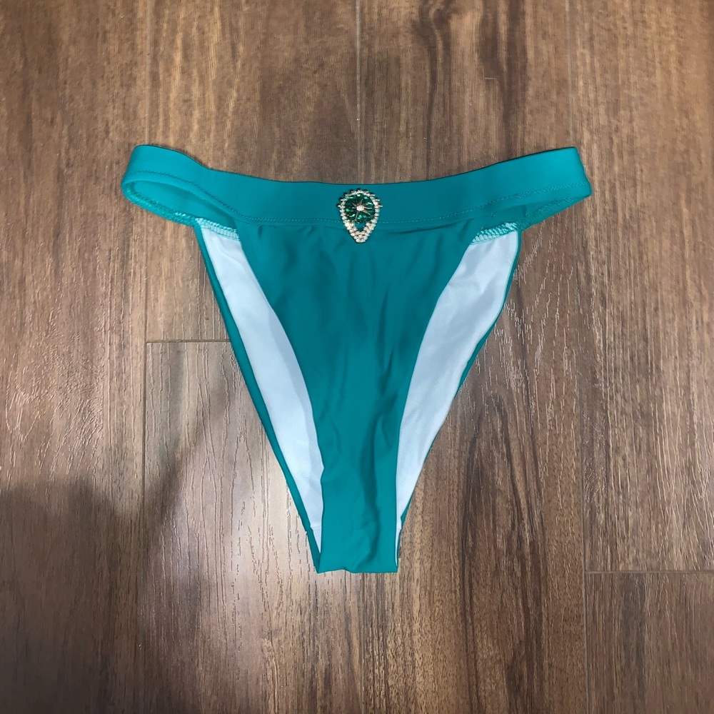 Green Jewel High Leg Tanga Bikini Bottoms
